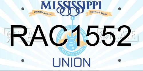 RAC1552 Mississippi License Plate