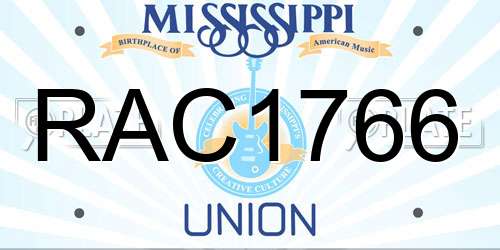 RAC1766 Mississippi License Plate