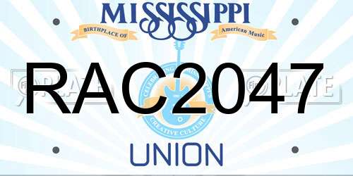 RAC2047 Mississippi License Plate