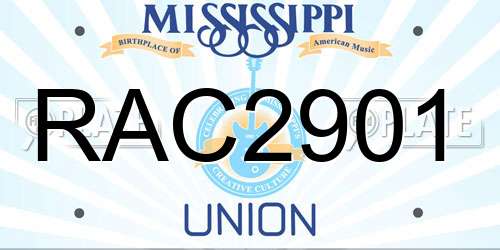 RAC2901 Mississippi License Plate
