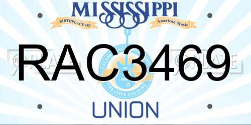 RAC3469 Mississippi License Plate
