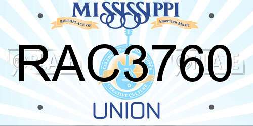 RAC3760 Mississippi License Plate