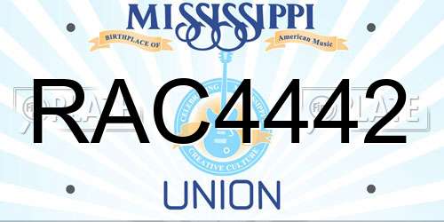 RAC4442 Mississippi License Plate