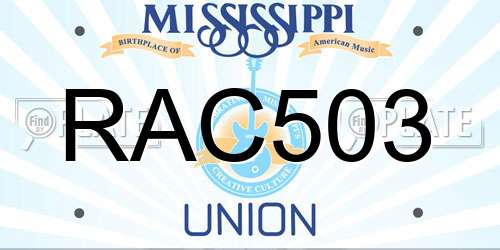 RAC503 Mississippi License Plate