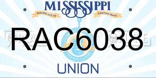 RAC6038 Mississippi License Plate