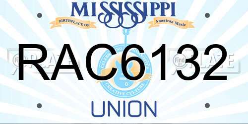 RAC6132 Mississippi License Plate