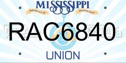 RAC6840 Mississippi License Plate