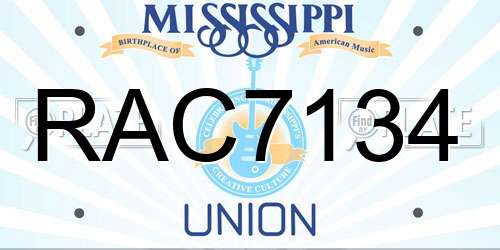 RAC7134 Mississippi License Plate