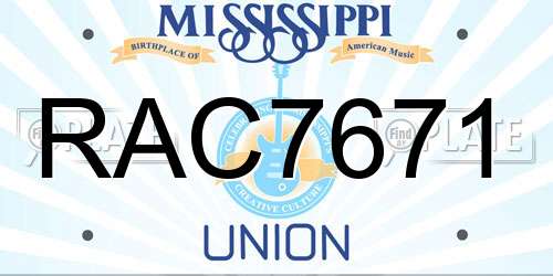 RAC7671 Mississippi License Plate