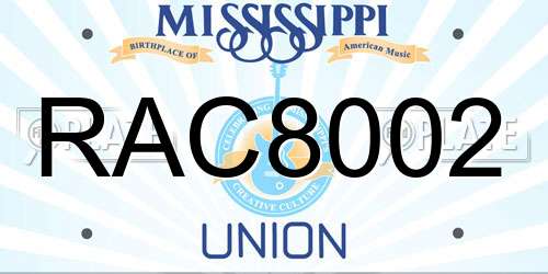 RAC8002 Mississippi License Plate