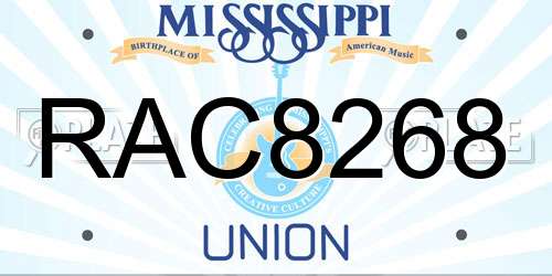 RAC8268 Mississippi License Plate