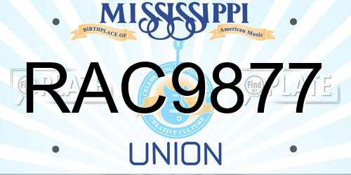 RAC9877 Mississippi License Plate
