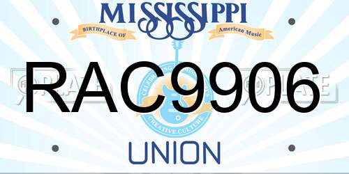 RAC9906 Mississippi License Plate