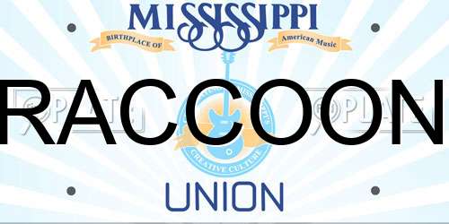 RACCOON Mississippi License Plate