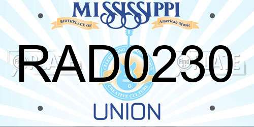 RAD0230 Mississippi License Plate
