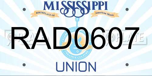 RAD0607 Mississippi License Plate