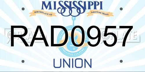 RAD0957 Mississippi License Plate