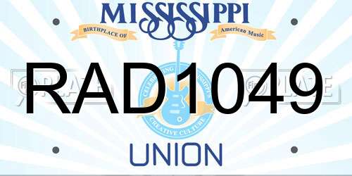 RAD1049 Mississippi License Plate