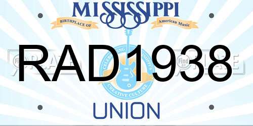 RAD1938 Mississippi License Plate