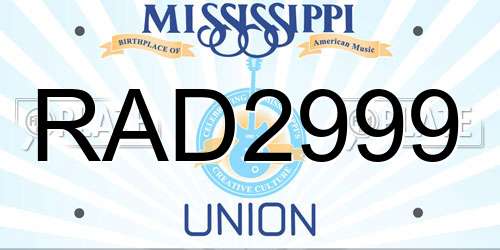RAD2999 Mississippi License Plate