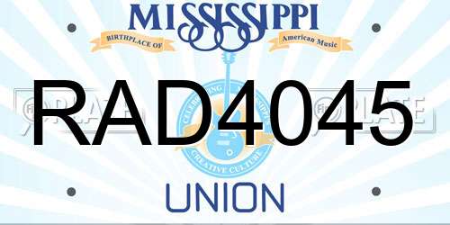 RAD4045 Mississippi License Plate