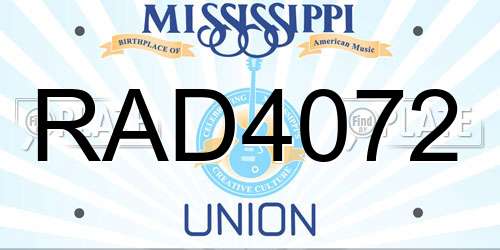 RAD4072 Mississippi License Plate