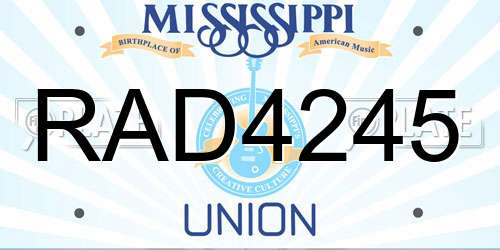 RAD4245 Mississippi License Plate