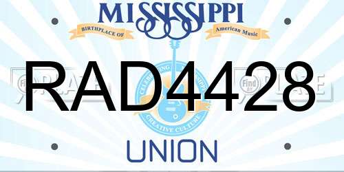 RAD4428 Mississippi License Plate