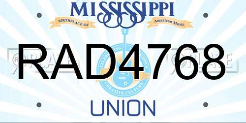 RAD4768 Mississippi License Plate
