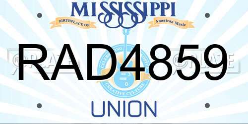RAD4859 Mississippi License Plate