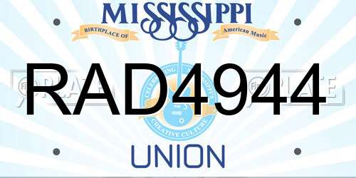 RAD4944 Mississippi License Plate