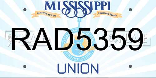 RAD5359 Mississippi License Plate