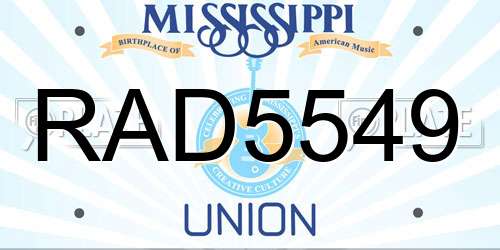 RAD5549 Mississippi License Plate