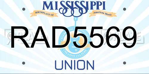 RAD5569 Mississippi License Plate