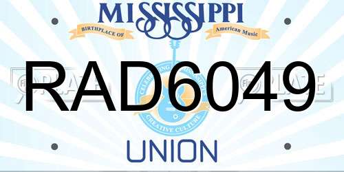 RAD6049 Mississippi License Plate