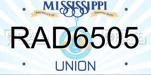 RAD6505 Mississippi License Plate