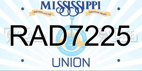 RAD7225 Mississippi License Plate