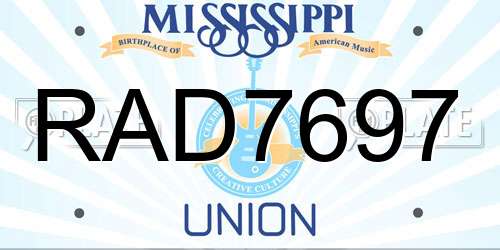 RAD7697 Mississippi License Plate