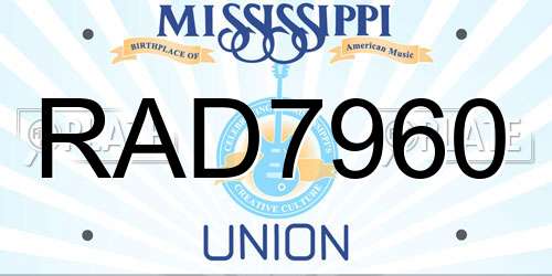 RAD7960 Mississippi License Plate