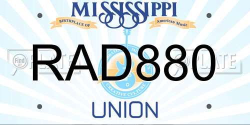 RAD880 Mississippi License Plate