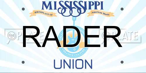 RADER Mississippi License Plate
