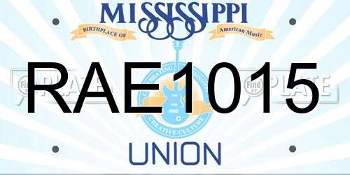 RAE1015 Mississippi License Plate