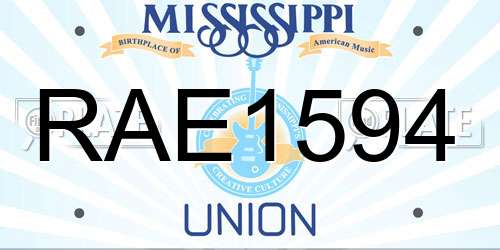 RAE1594 Mississippi License Plate