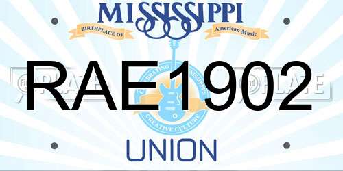 RAE1902 Mississippi License Plate