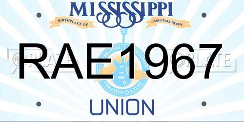 RAE1967 Mississippi License Plate