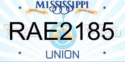 RAE2185 Mississippi License Plate