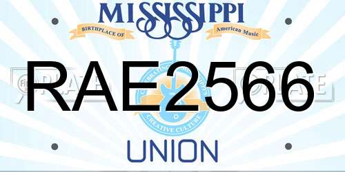 RAE2566 Mississippi License Plate