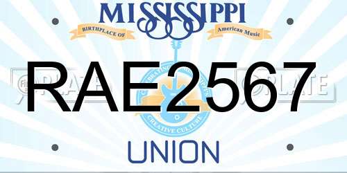 RAE2567 Mississippi License Plate