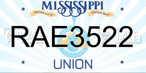 RAE3522 Mississippi License Plate