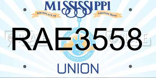 RAE3558 Mississippi License Plate